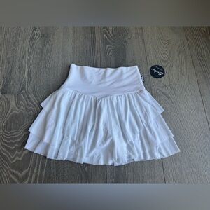 ExoticAthletica Net High Waisted Ruffle Skort in White Size Large